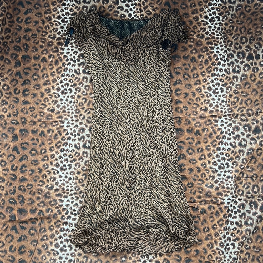Leopard Print Cowl Neck Dress
